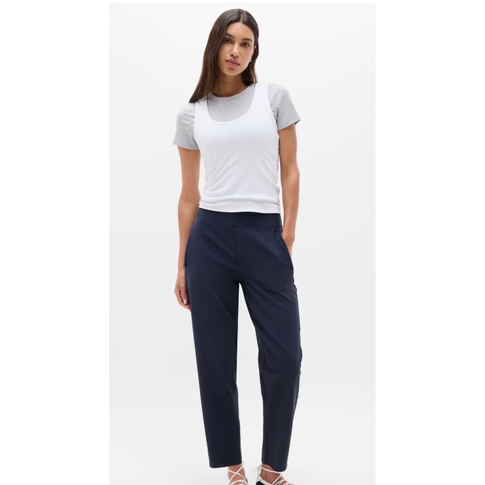 Athleta endless high rise Ankle Pants Navy Blue Tapered Trousers Size 0